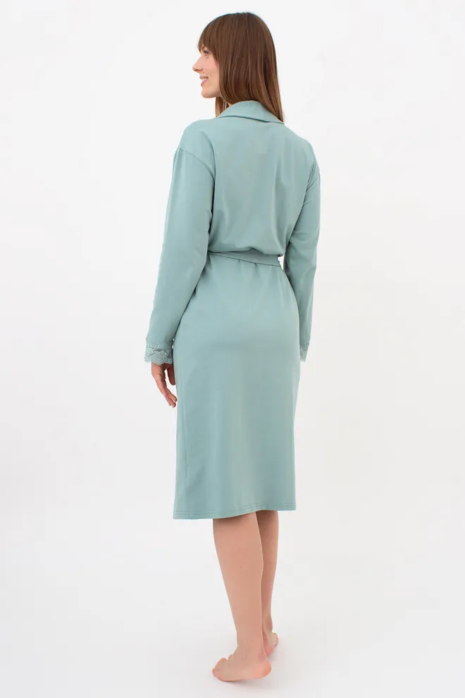 Жіночий халат на запах з мереживом SEVILLA 7330/011 Giulia (mint), зелений