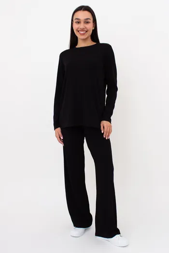 Жіночий комплект в рубчик лонгслів та штани RIPPLEWEAR 5341/260 Giulia (black), чорний Жіночий комплект в рубчик лонгслів та штани RIPPLEWEAR 5341/260 Giulia (black), чорний