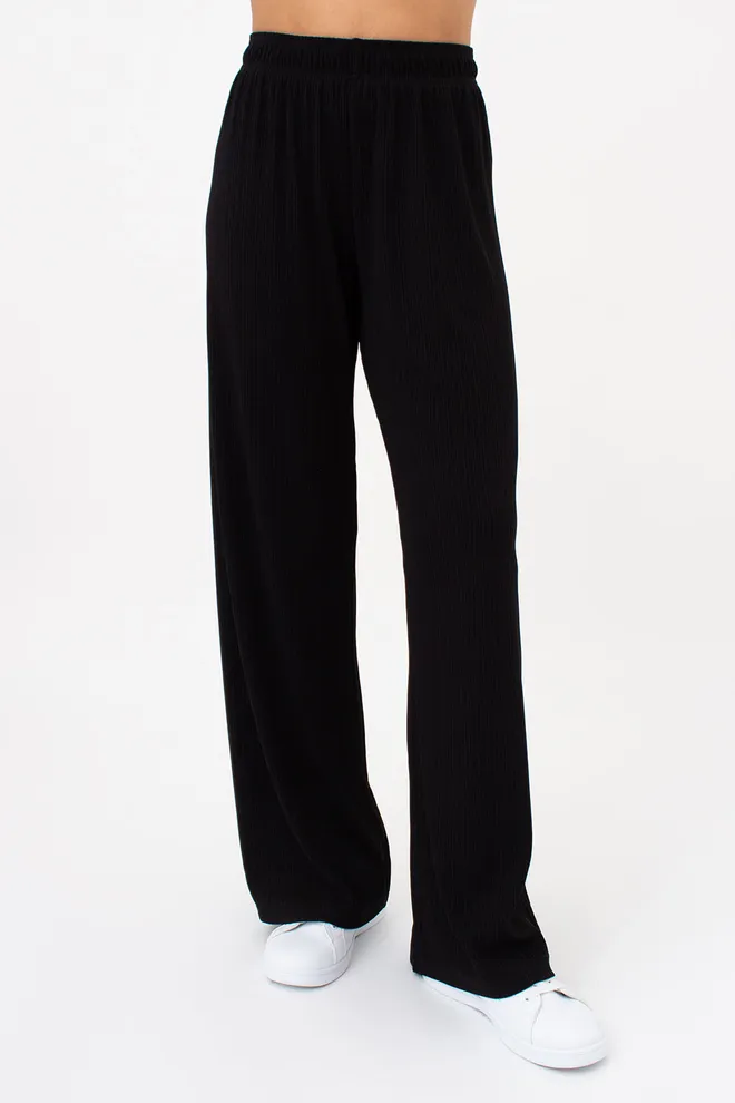 Жіночий комплект в рубчик лонгслів та штани RIPPLEWEAR 5341/260 Giulia (black), чорний