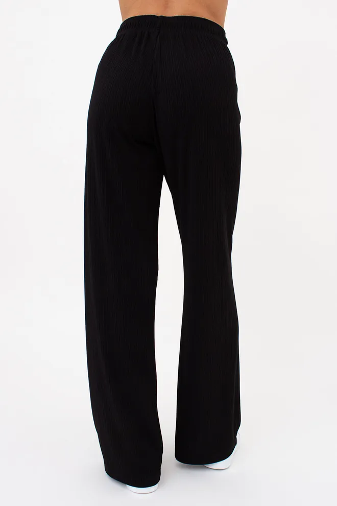 Жіночий комплект в рубчик лонгслів та штани RIPPLEWEAR 5341/260 Giulia (black), чорний