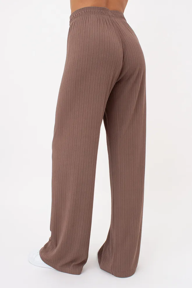 Жіночий комплект в рубчик лонгслів та штани RIPPLEWEAR 5341/260 Giulia (mokko), коричневий