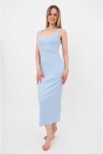 Женское платье в рубчик RIB 8707/010 Giulia (light blue), голубой Женское платье в рубчик RIB 8707/010 Giulia (light blue), голубой