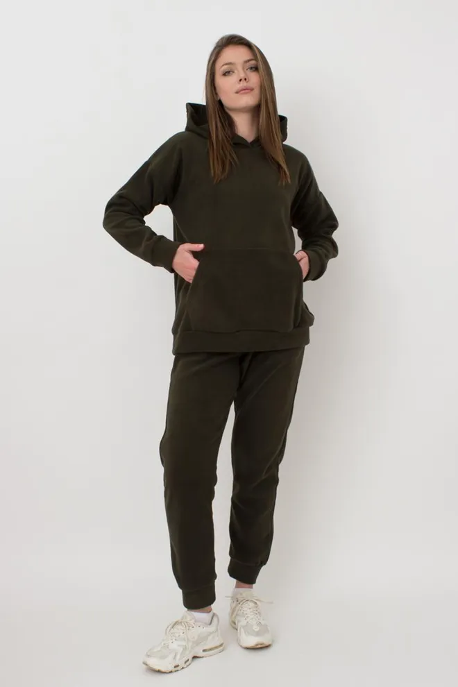 Женский спортивный костюм худи и штаны Street Style 5801/210 Giulia (khaki)