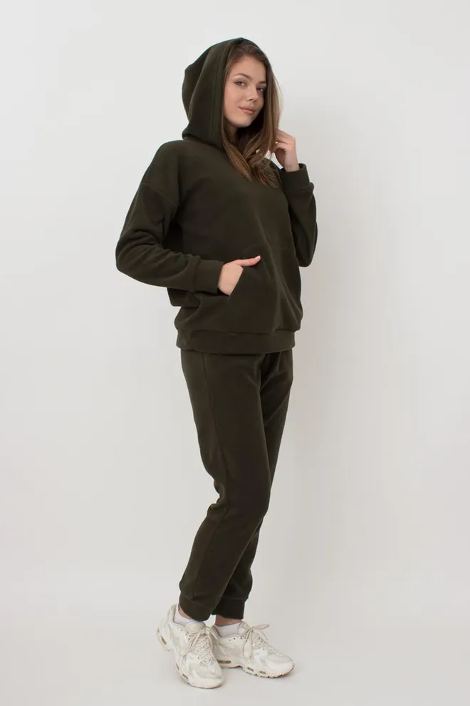 Женский спортивный костюм худи и штаны Street Style 5801/210 Giulia (khaki)