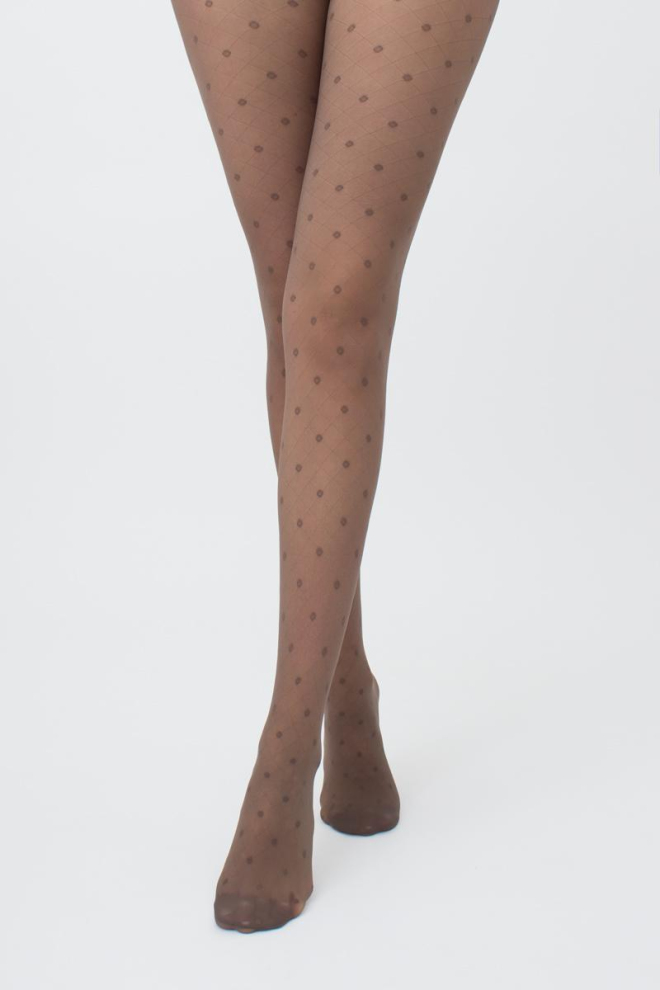 Колготки в горох з імітацією сітки Afina 40 den model 4 Giulia (tabaco)