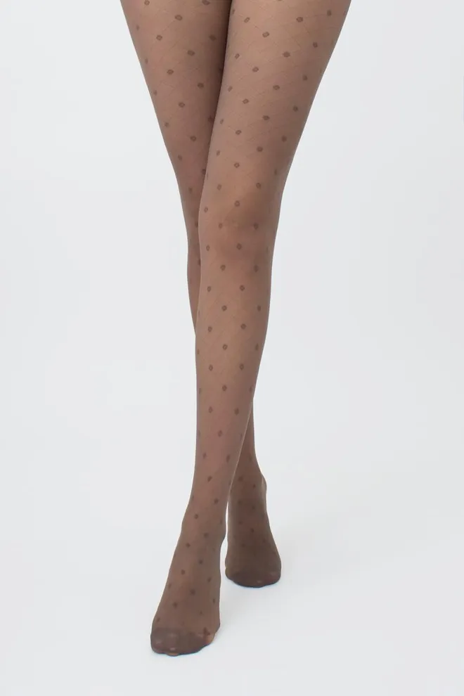Колготки в горох с имитацией сетки Afina 40 den model 4 Giulia (tabaco)