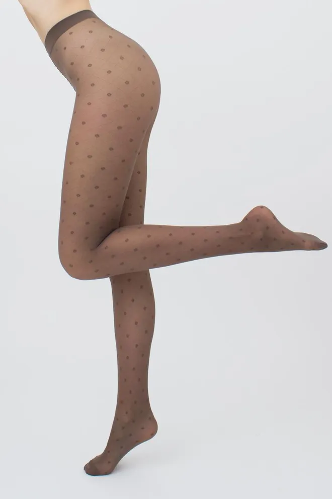 Колготки в горох с имитацией сетки Afina 40 den model 4 Giulia (tabaco)