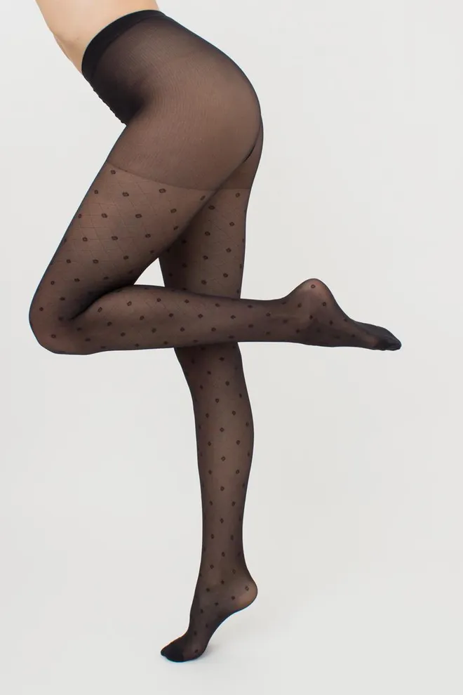 Колготки в горох с имитацией сетки Afina 40 den model 4 Giulia (nero)