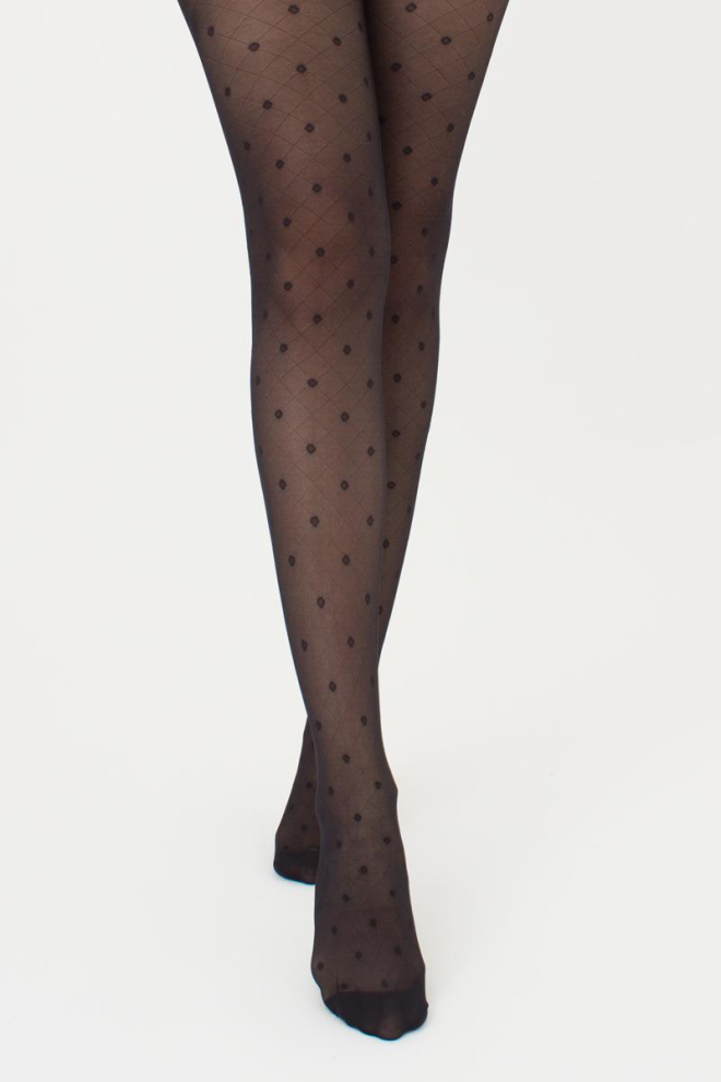 Колготки в горох з імітацією сітки Afina 40 den model 4 Giulia (nero)