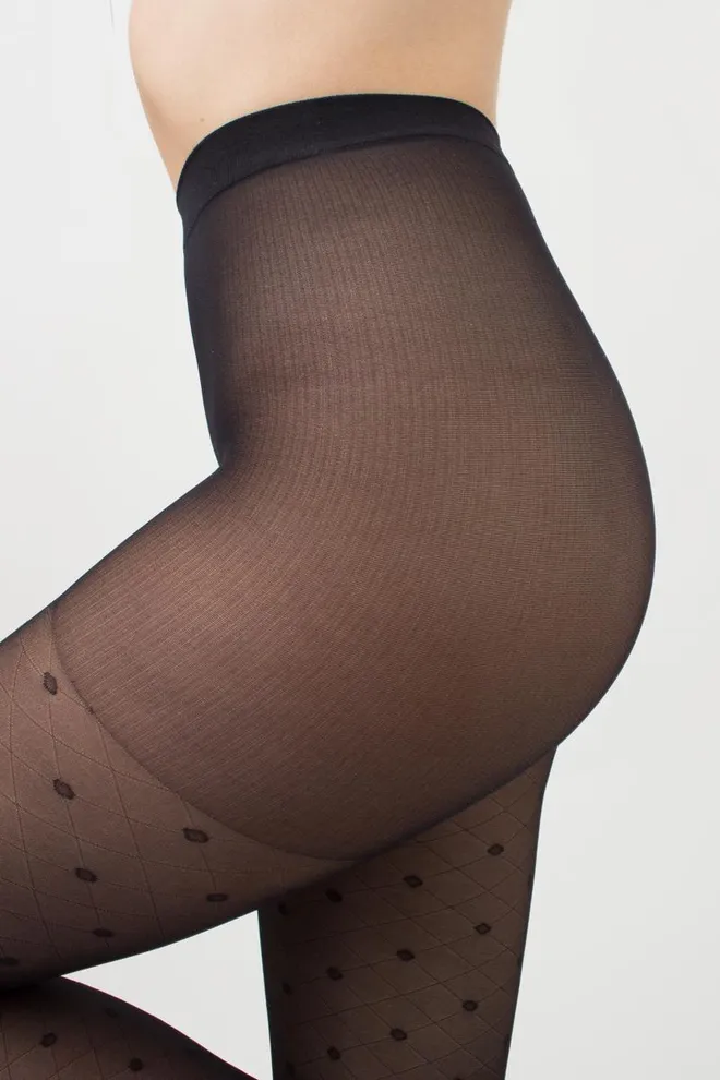 Колготки в горох с имитацией сетки Afina 40 den model 4 Giulia (nero)