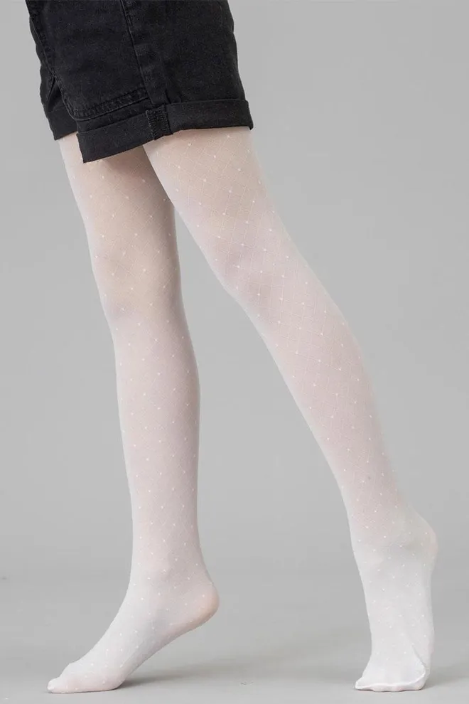 Дитячі колготки в горох Alexa 40 den model 1 Giulia (bianco)