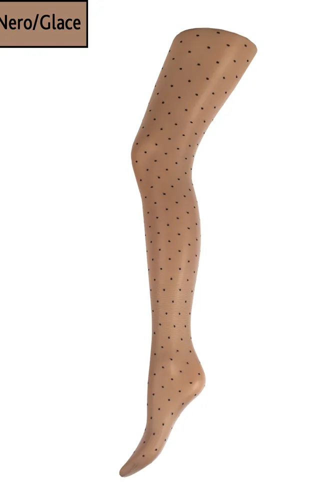 Колготки в горох з силіконовим поясом Amalia impresso 40 den model 1 Giulia (nero/glace)