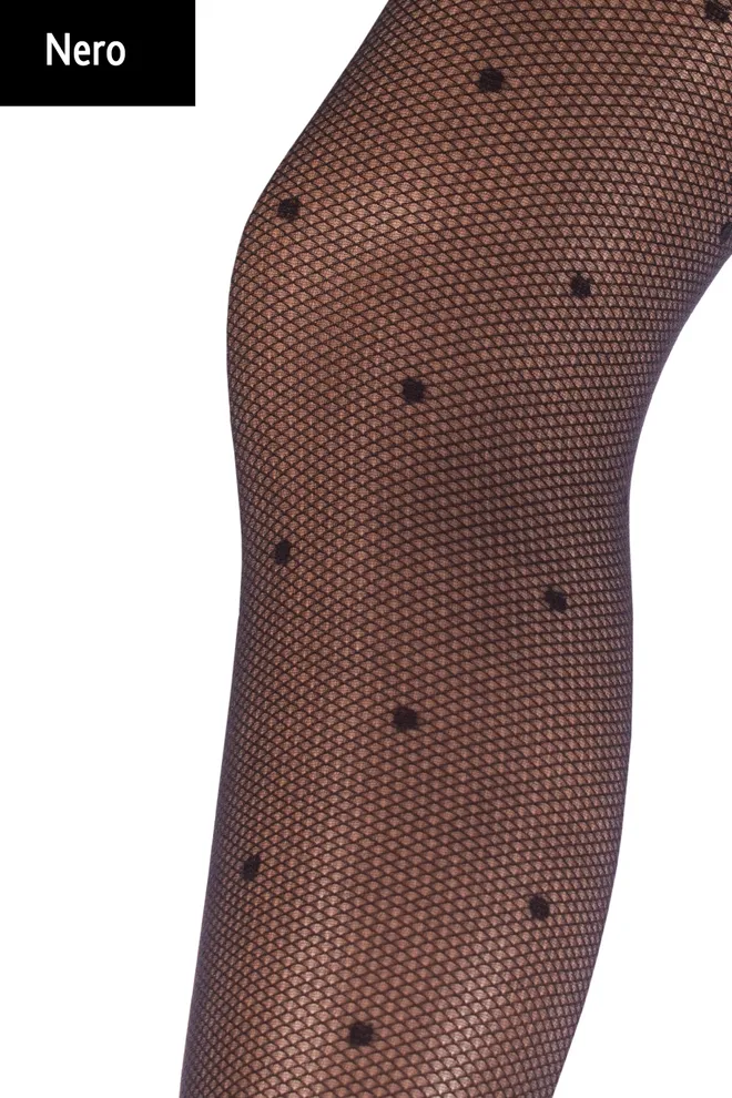 Колготки у горох з імітацією сітки Amalia Rete 40 den Giulia (nero)