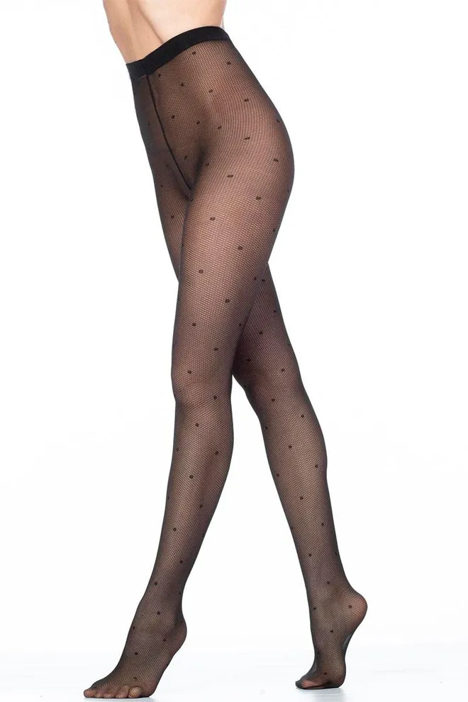 Колготки у горох з імітацією сітки Amalia Rete 40 den Giulia (nero)