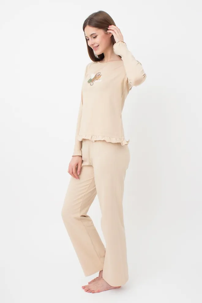 Пижама женская хлопковая со штанами Amour 5336/010 Giulia (beige)