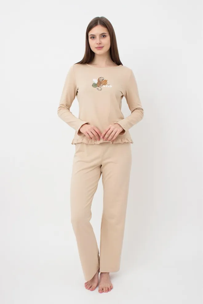 Пижама женская хлопковая со штанами Amour 5336/010 Giulia (beige)