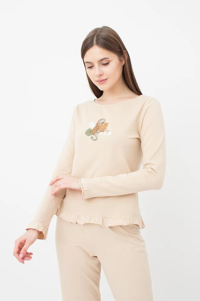 Пижама женская хлопковая со штанами Amour 5336/010 Giulia (beige)