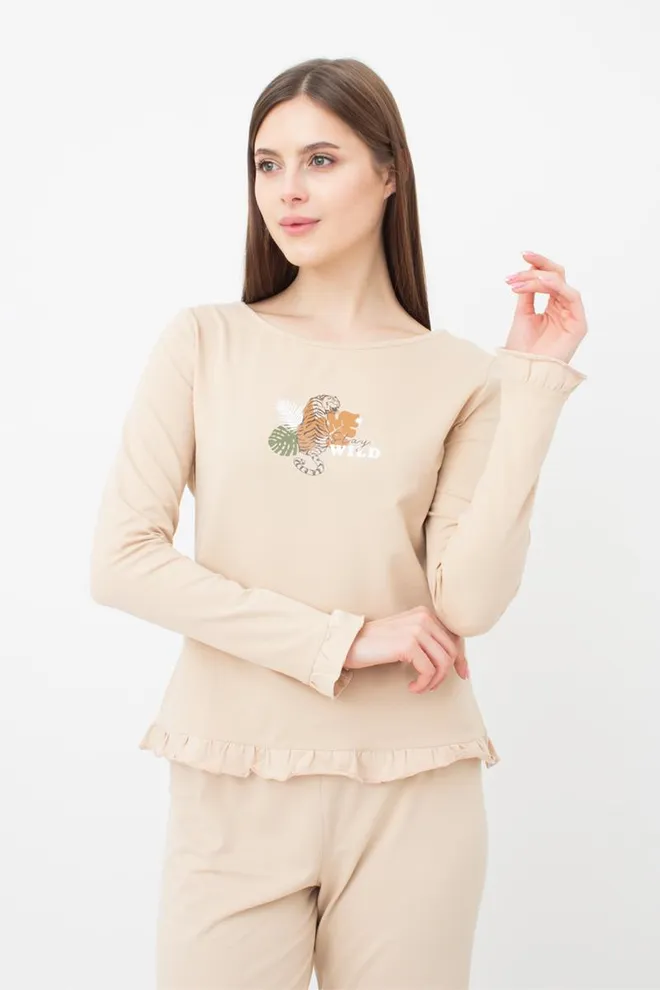 Пижама женская хлопковая со штанами Amour 5336/010 Giulia (beige)