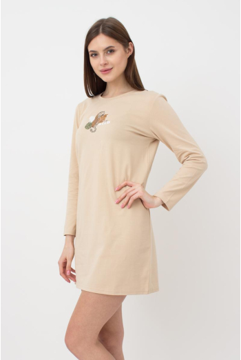 Нічна сорочка бавовняна з рукавами Amour 8309/010 Giulia (beige)