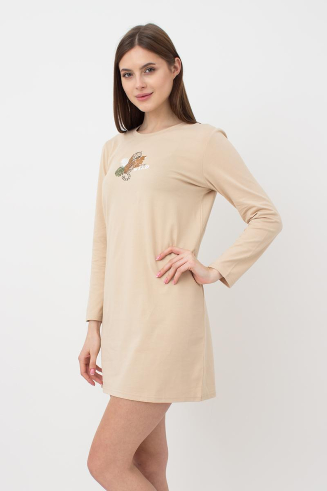 Нічна сорочка бавовняна з рукавами Amour 8309/010 Giulia (beige)