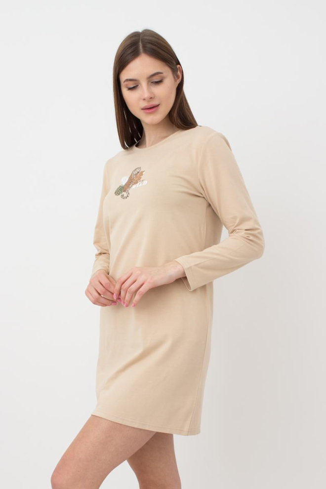 Нічна сорочка бавовняна з рукавами Amour 8309/010 Giulia (beige)