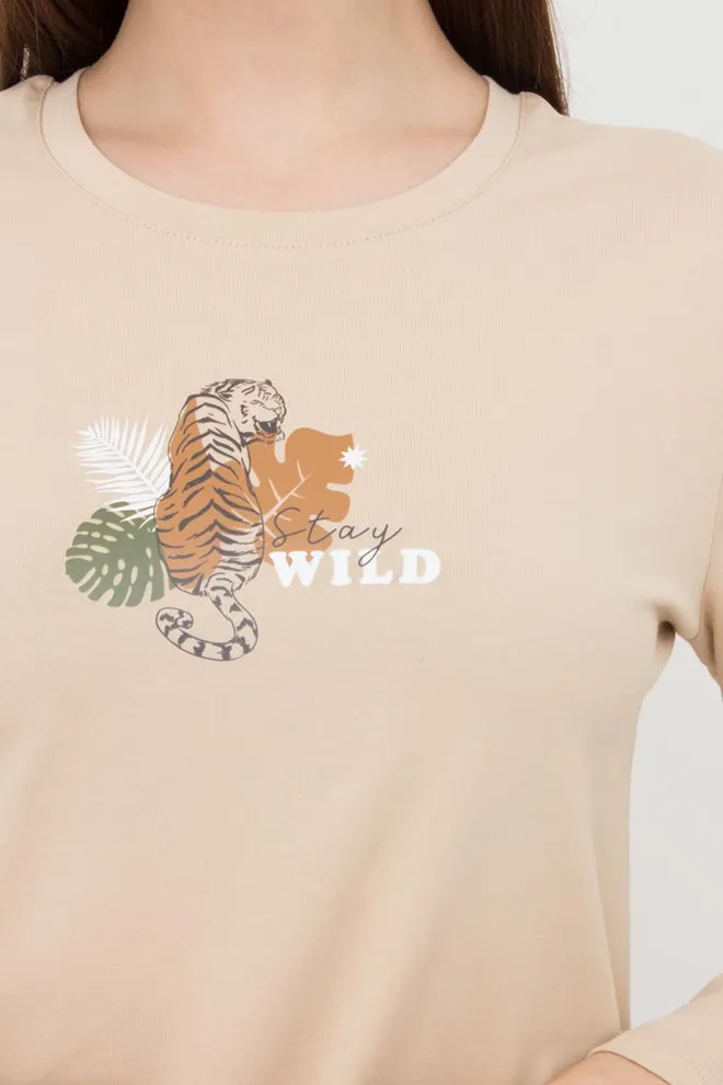 Ночная рубашка хлопковая с рукавами Amour 8309/010 Giulia (beige)