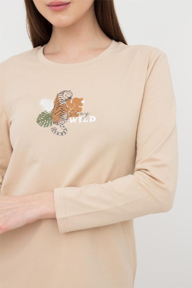 Нічна сорочка бавовняна з рукавами Amour 8309/010 Giulia (beige)