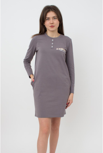 Нічна сорочка бавовняна з рукавами Amour 8319/010 Giulia (grey)