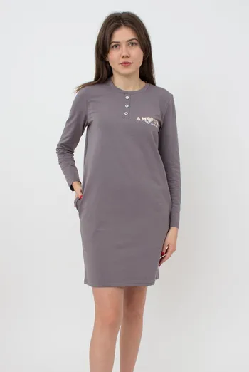 Ночная рубашка хлопковая с рукавами Amour 8319/010 Giulia (grey) Ночная рубашка хлопковая с рукавами Amour 8319/010 Giulia (grey)