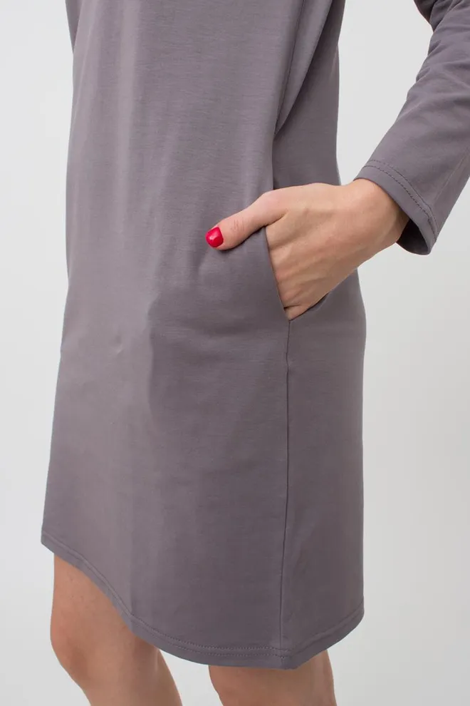 Нічна сорочка бавовняна з рукавами Amour 8319/010 Giulia (grey)