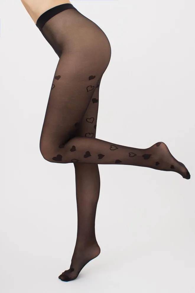 Колготки с рисунком сердечко Ayrys 20 den model 2 Giulia (nero)