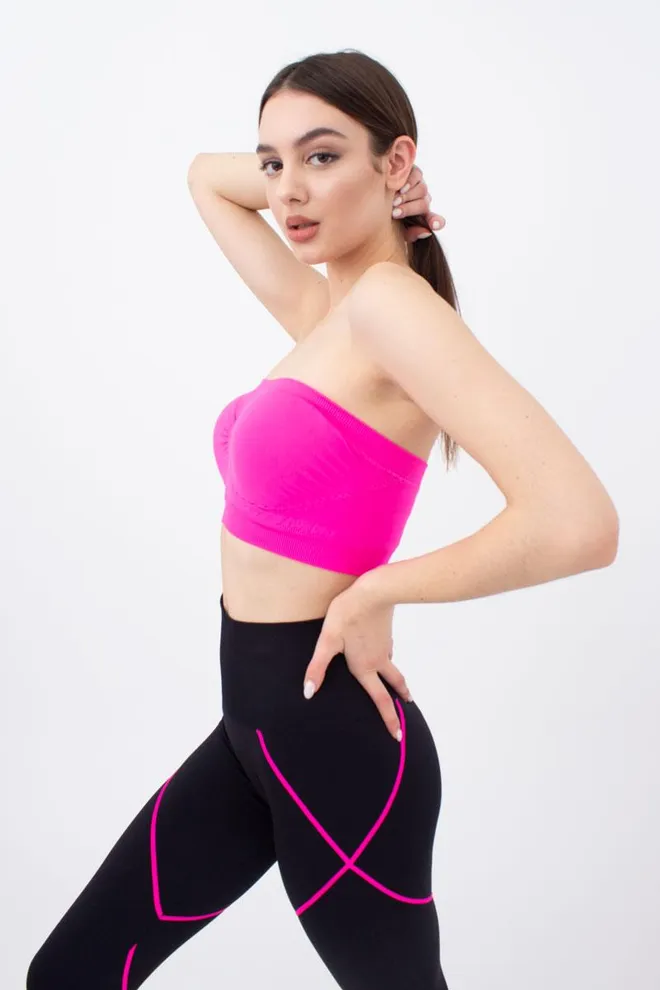 Топ бандо без бретелів Bandeau Giulia (pink neon)