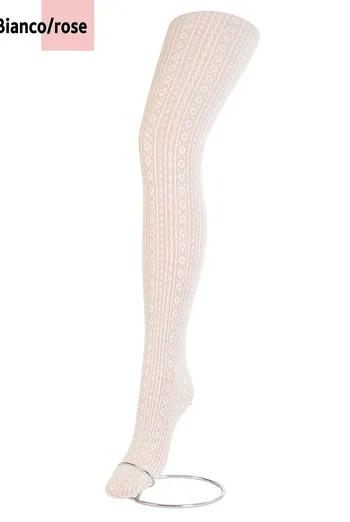 Дитячі колготки з геометричним малюнком Berta 120 den Giulia (bianco/rose)