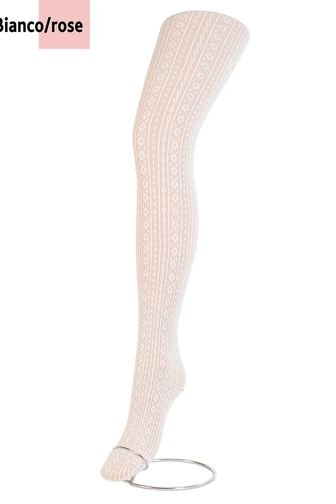 Детские колготки с геометрическим рисунком Berta 120 den Giulia (bianco/rose)