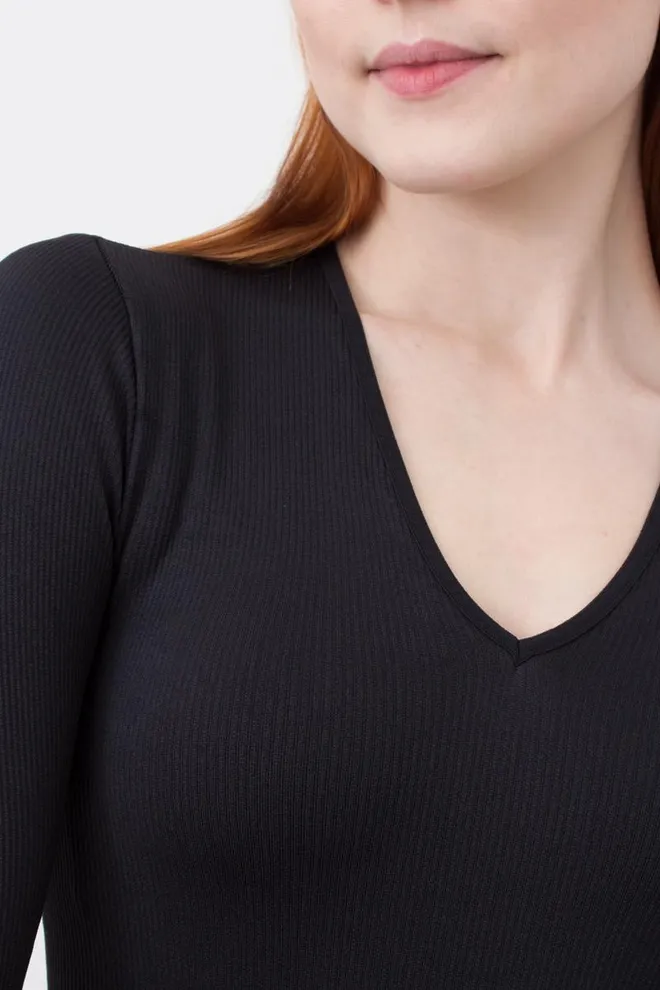 Боді лонгслів безшовне в рубчик BODY LONG SLEEVE RIB Giulia (black), чорний