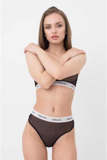 Женские трусы бразилиана в сетку на резинке Brasilian Briefs Net 2201/40 Giulia (black)