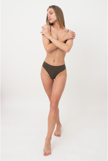 Безшовні трусики бразиліана в рубчик BRASILIAN BRIEFS RIB Giulia (khaki), зелений