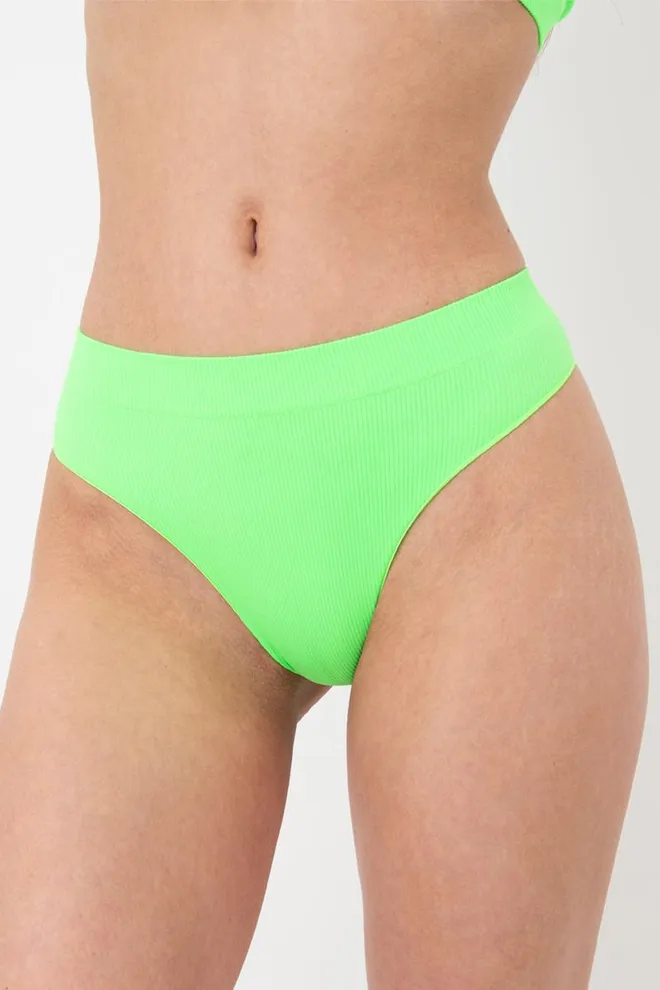 Безшовні трусики бразиліана в рубчик Brasilian Briefs Rib Giulia (green neon), зелений