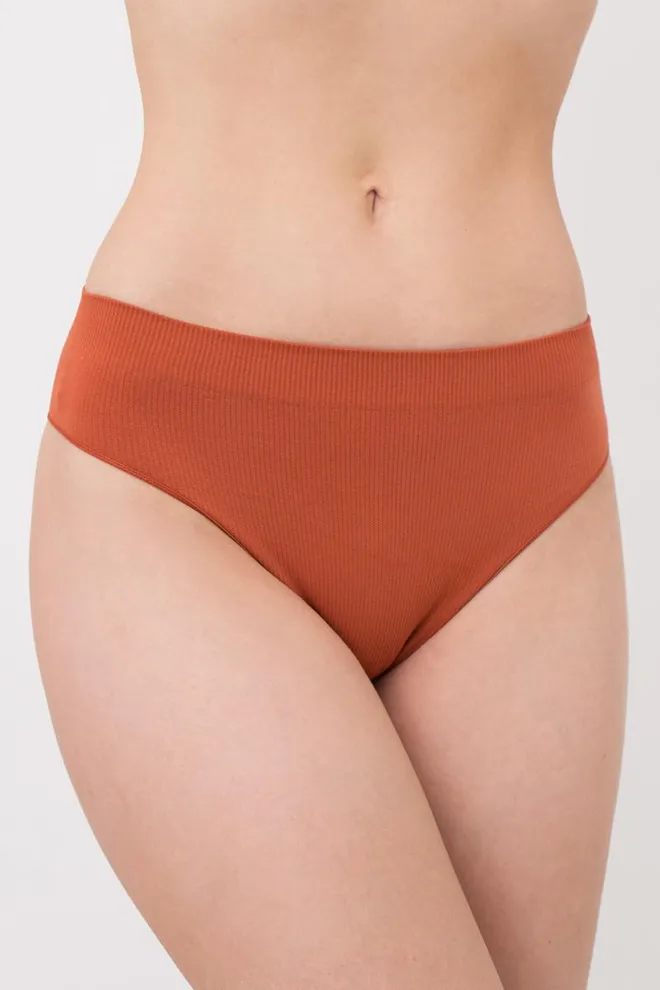 Безшовні трусики бразиліана в рубчик Brasilian Briefs Rib Giulia (burnt sienna), помаранчевий