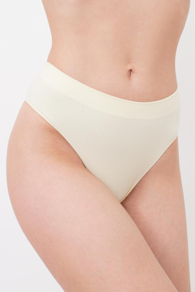 Бесшовные трусики бразилиана в рубчик Brasilian Briefs Rib Giulia (vanilla), желтый