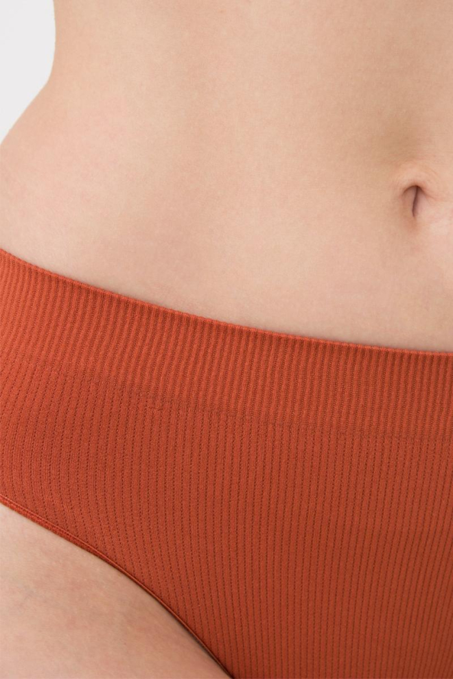 Безшовні трусики бразиліана в рубчик Brasilian Briefs Rib Giulia (burnt sienna), помаранчевий