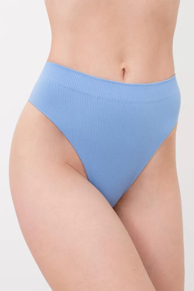 Бесшовные трусики бразилиана в рубчик Brasilian Briefs Rib Giulia (lacecap hydrangea), голубой