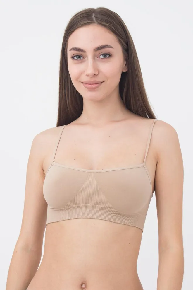 Бесшовный топ на тонких бретелях Brassiere Giulia (naturale)