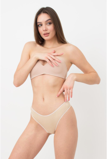 Жіночі бавовняні трусики стрінг Basic 2102/60 Giulia (beige)