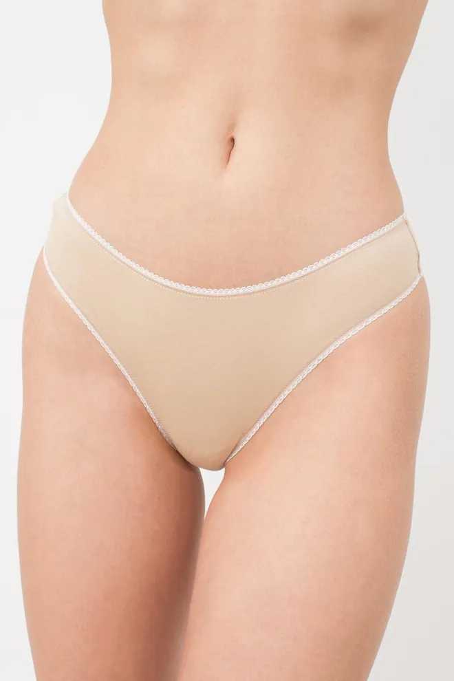 Жіночі бавовняні трусики стрінг Basic 2102/60 Giulia (beige)