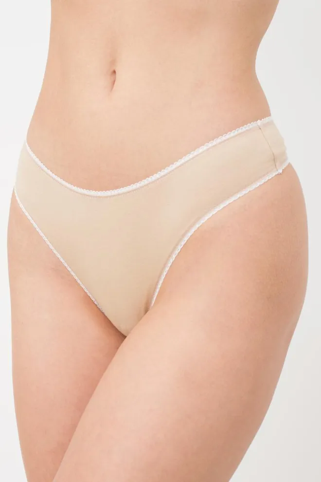 Жіночі бавовняні трусики стрінг Basic 2102/60 Giulia (beige)