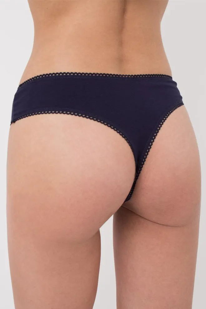 Жіночі бавовняні трусики стрінг Basic 2102/60 Giulia   (navy)
