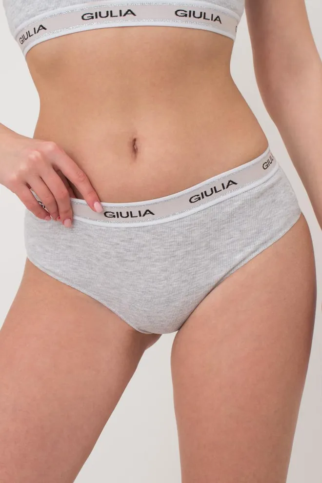 Женские трусики бразилиана в рубчик Brasilian briefs rib 2201/60 Giulia (grey)