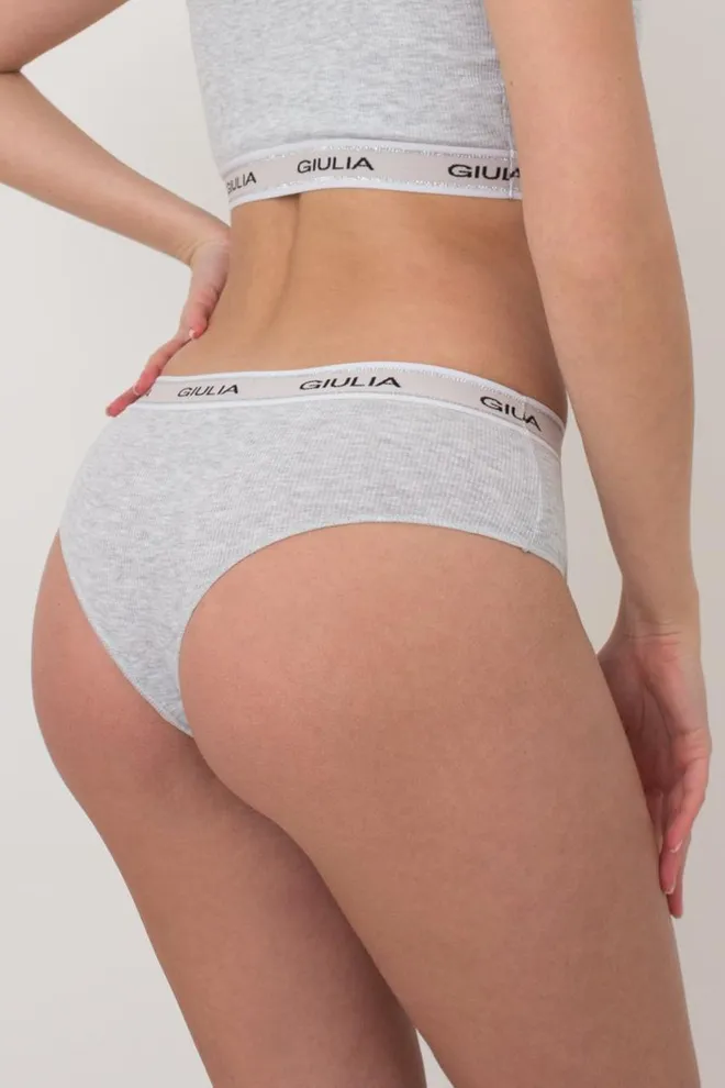 Женские трусики бразилиана в рубчик Brasilian briefs rib 2201/60 Giulia (grey)
