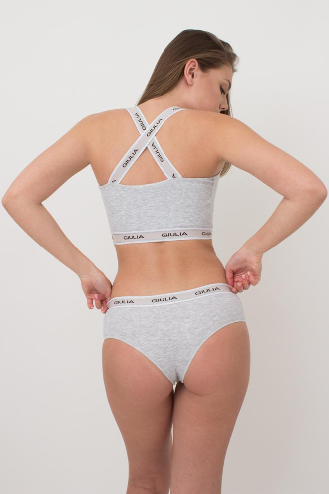 Жіночі труси бразиліана у рубчик Brasilian briefs rib 2201/60 Giulia (grey)